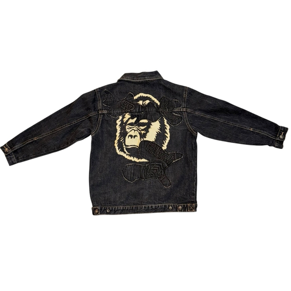 Boys 50 cent G-Unit Denim Jacket Size 7 Black Jean y2k retro - Picture 2 of 10